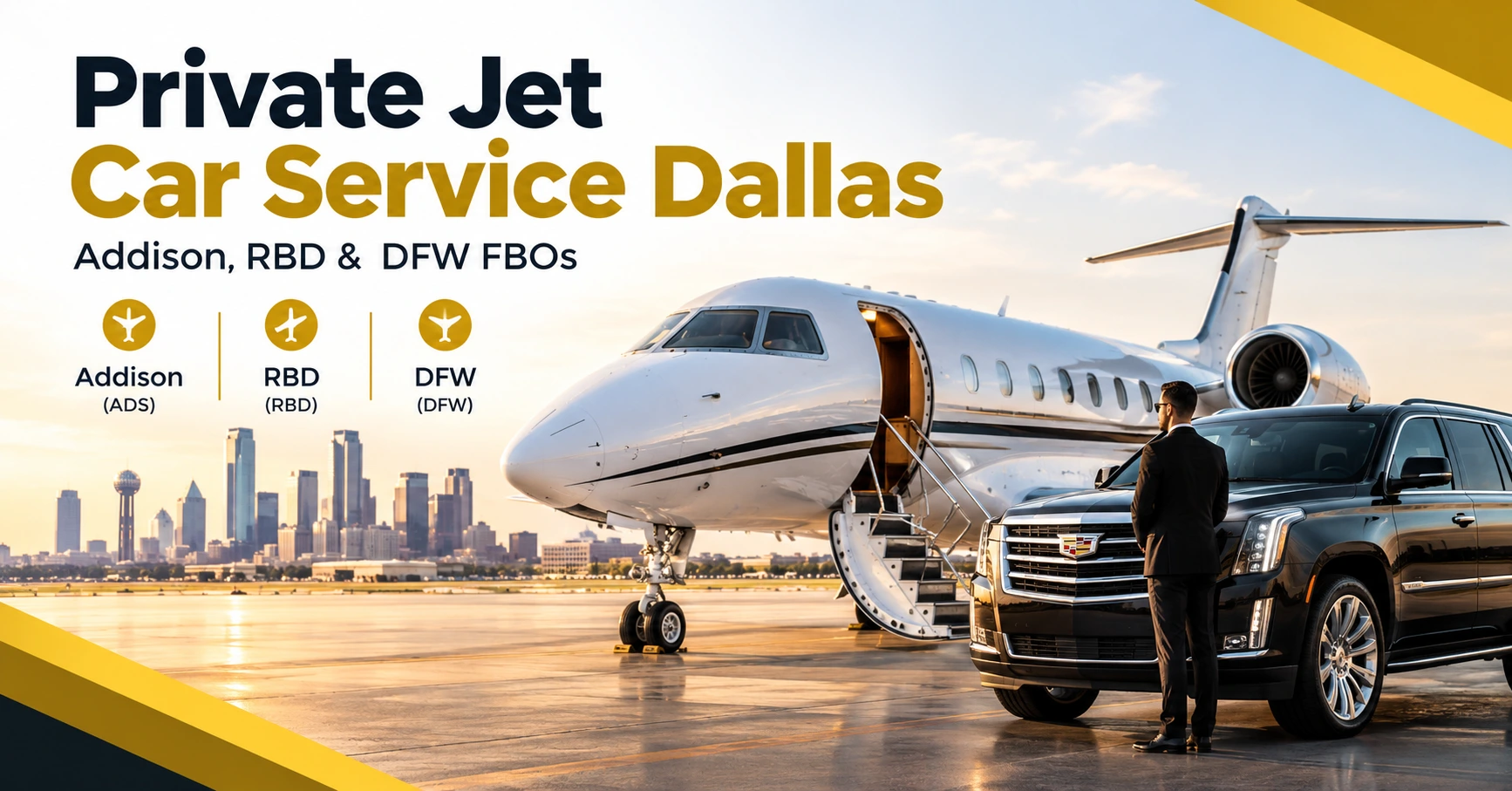 Private Jet Car Service Dallas Addison, RBD & DFW FBOs